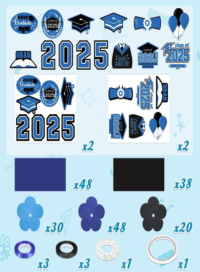 80UncleKimby Blue and Black Graduation Decorations 2025 DIY Flowers Leis Making Kit - Hawaiian Congrats Grad Necklaces Party Supplies(Assembly Needed) - Image 3